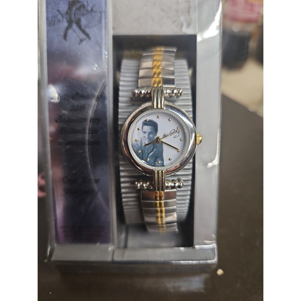 VTG Elvis Presley Valdawn Quartz Watch Women Dual Tone Stretch Analog NOS